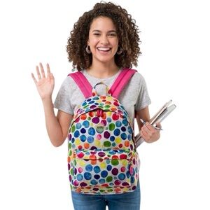 Totto Women Colorful Polka Dot Backpack Laptop Compartment  2 Adjustable Straps